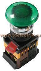 Фотография №1, Кнопка AELA-22 зеленая с подсветкой NO+NC 380В Грибок EKF PROxima