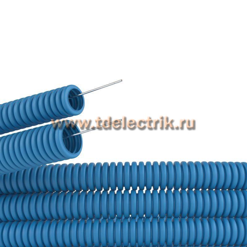 Фотография №1, Труба ППЛ гибкая гофp. D=20 мм, легкая с протяжкой, цвет синий (бухта 100 м)