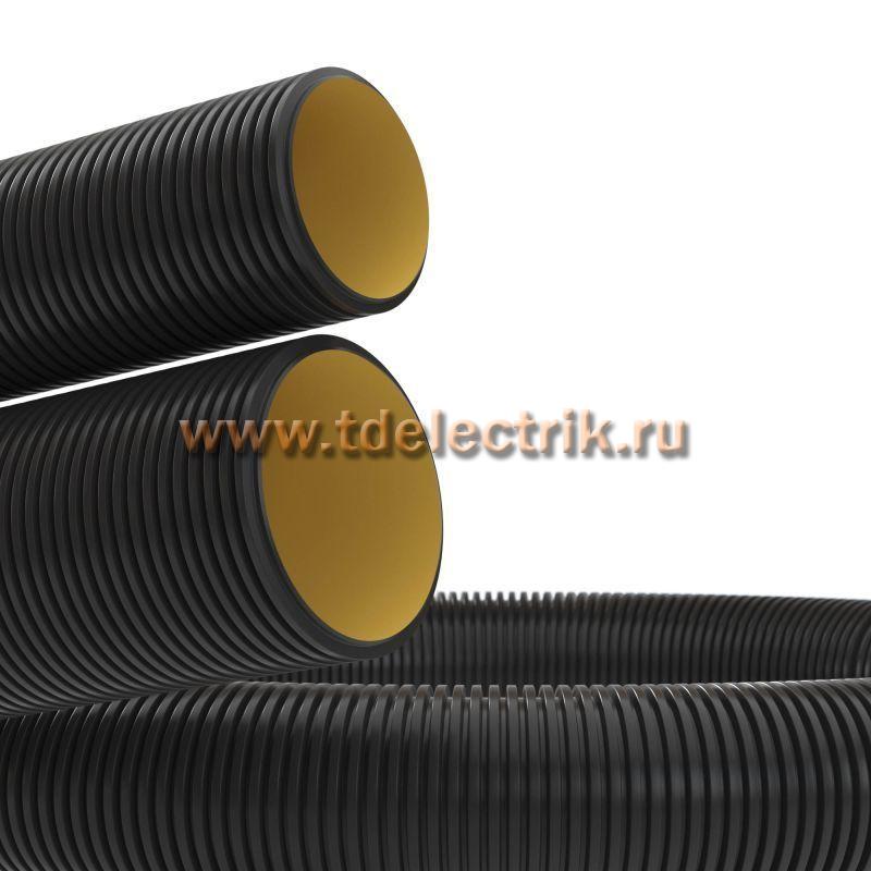 Фотография №1, Двустенная труба ПНД гибкая для кабельной канализации д.63мм с протяжкой, SN13, 250Н,  в бухте 50м, цвет черный