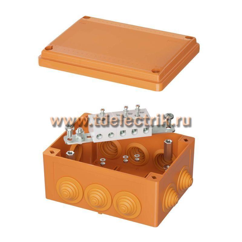 Фотография №1, Коробка FS 150х110х70мм пластиковая с кабельными вводами и клеммниками IP55 5р 450V 30A 16мм.кв