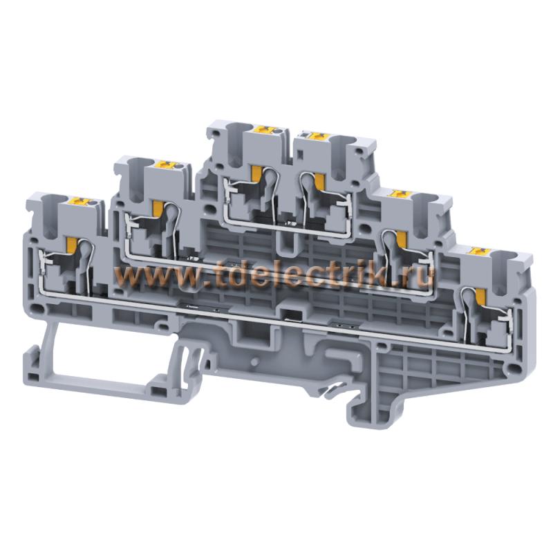 Фотография №1, Клемма 3х-ярусная push-in OptiClip CP3L-2.5-3L-I сер. КЭАЗ