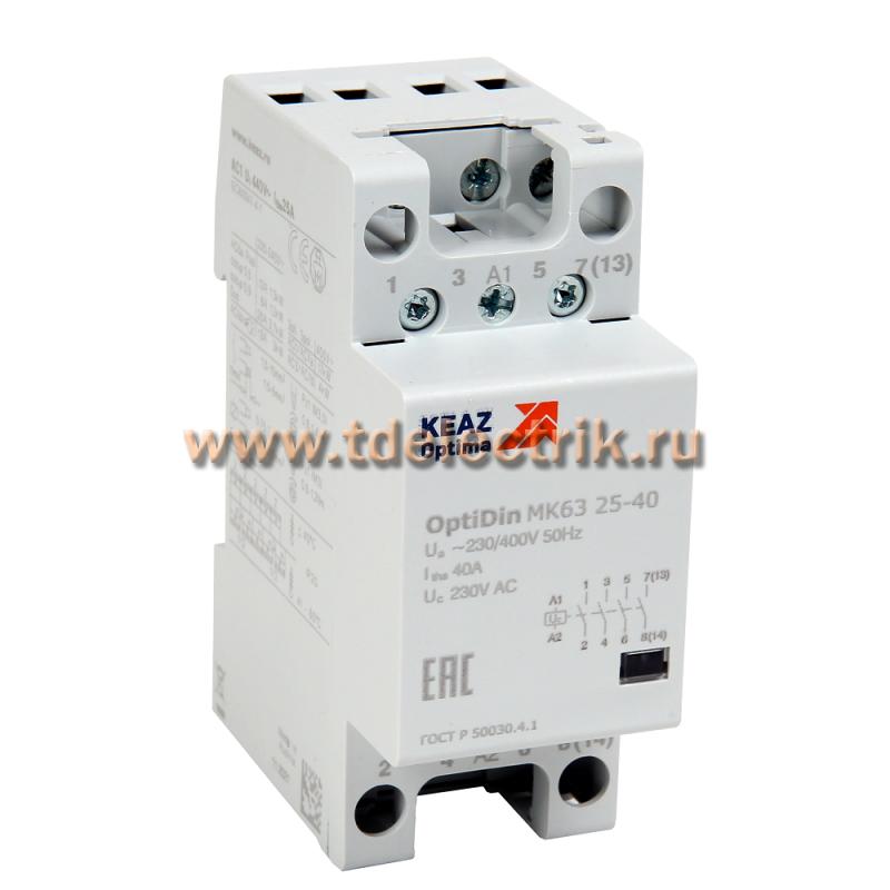 Фотография №1, Контактор модульный OptiDin МК63-2540-24AC/DC