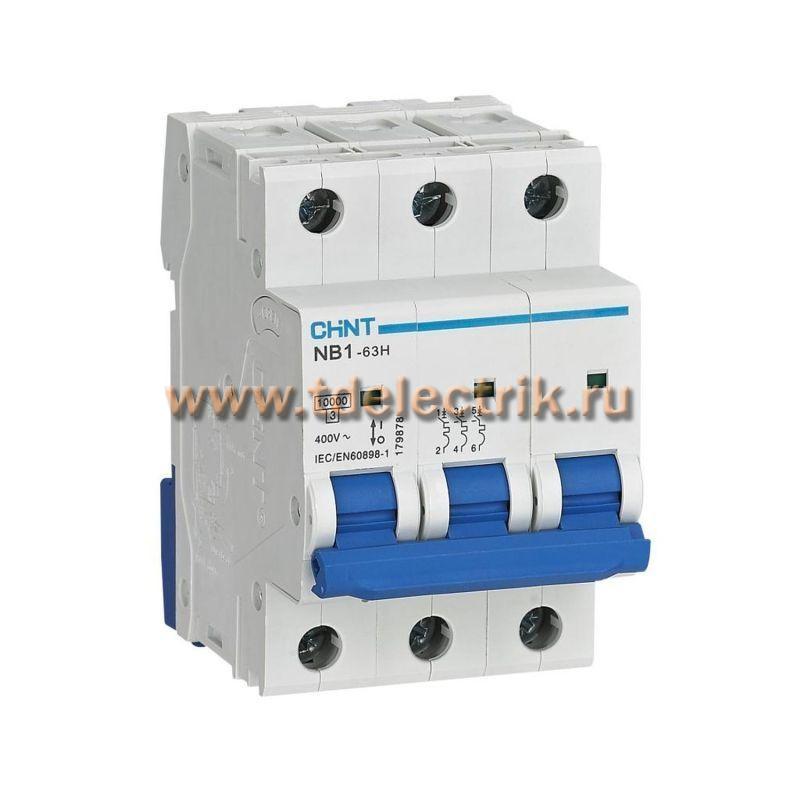 Фотография №1, Выключатель автоматический модульный NB1-63H 3P 10А 10кА х-ка D (R)