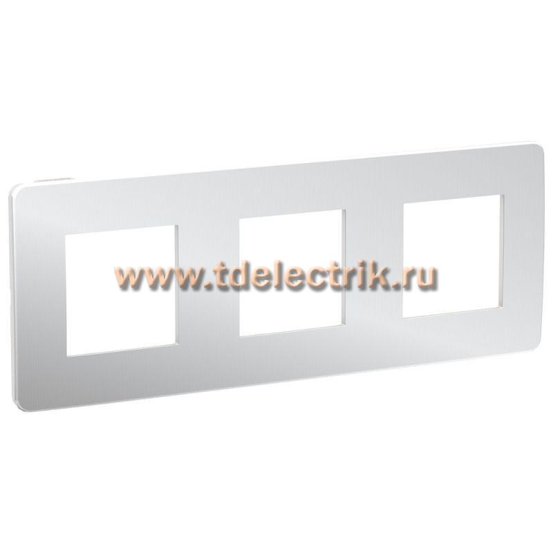 Фотография №1, UNICA STUDIO рамка 3-постовая, ХРОМ/белый