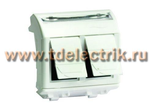 Фотография №1, Ком.роз. двойная RJ45 кат.6 экран., 8P8C, Brava, белая, 2мод