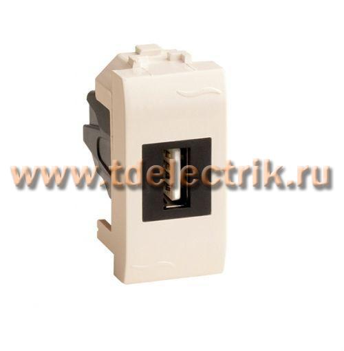 Фотография №1, USB 2.0 розетка, Brava, сл кость, 1 мод.