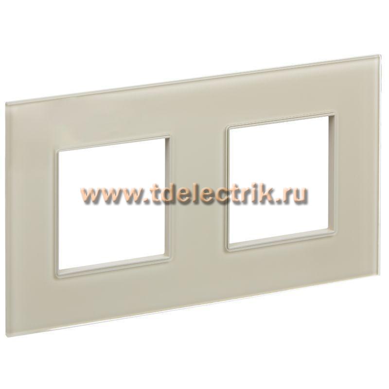 Фотография №1, SKANDY Рамка 2-мест. SK-F22B стекло беж. IEK