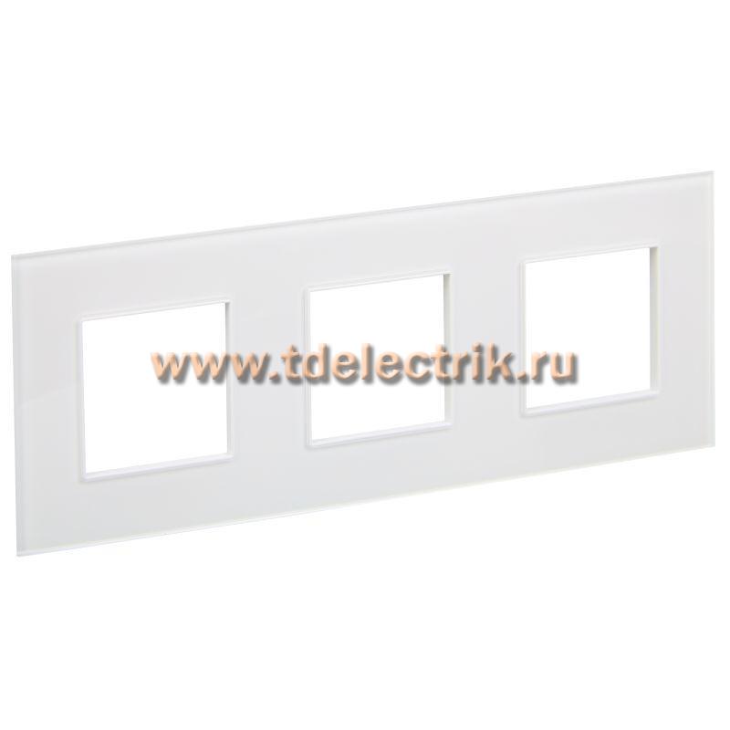Фотография №1, SKANDY Рамка 3-мест. SK-F23W стекло арк. бел. IEK