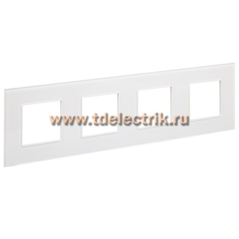 Фотография №1, SKANDY Рамка 4-мест. SK-F24W стекло арк. бел. IEK
