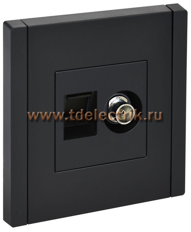 Фотография №1, FORTE&PIANO Розетка двойная TV+RJ45 кат.5E FP136 чер. IEK