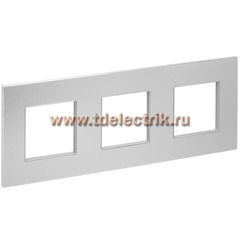 Фотография №1, SKANDY Рамка 3-мест. SK-F33S металл сереб. IEK