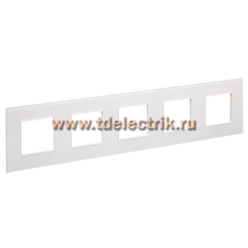 Фотография №1, SKANDY Рамка 5-мест. SK-F25W стекло арк. бел. IEK