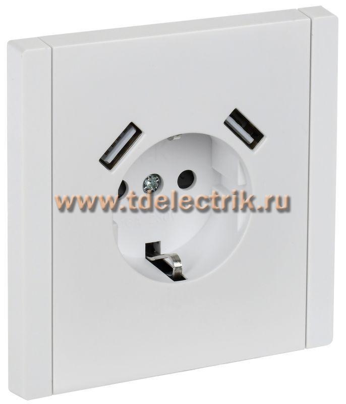 Фотография №1, FORTE&PIANO Розетка з/к/ш в/к 16А USB A+A 3,1А FP245 бел. IEK