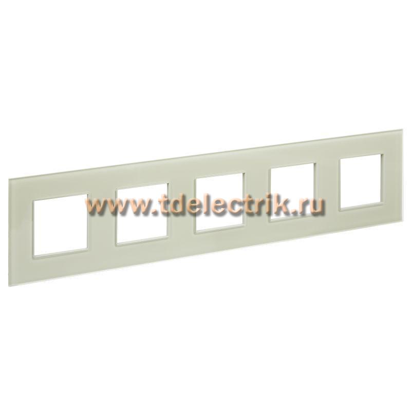 Фотография №1, SKANDY Рамка 5-мест. SK-F25B стекло беж. IEK