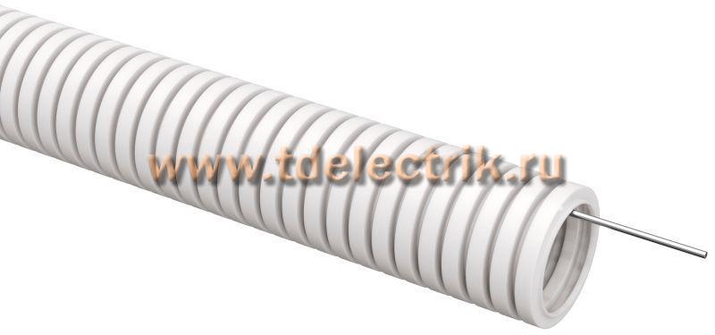 Фотография №1, Труба гофр. ПВХ d=32мм с зондом белая (25м) IEK