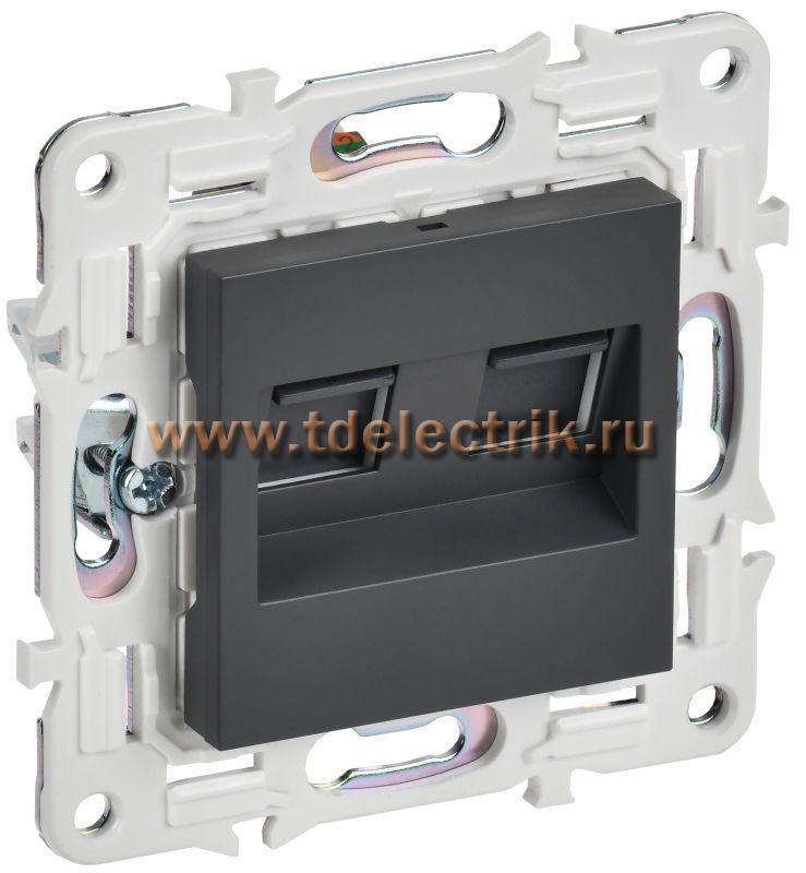 Фотография №1, SKANDY Розетка комп. 2-ая RJ45 кат.5E SK-K03T титан IEK