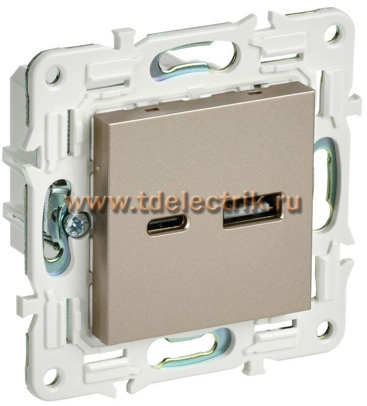 Фотография №1, SKANDY Розетка USB A+C 3,1А SK-R14Sh шамп. IEK