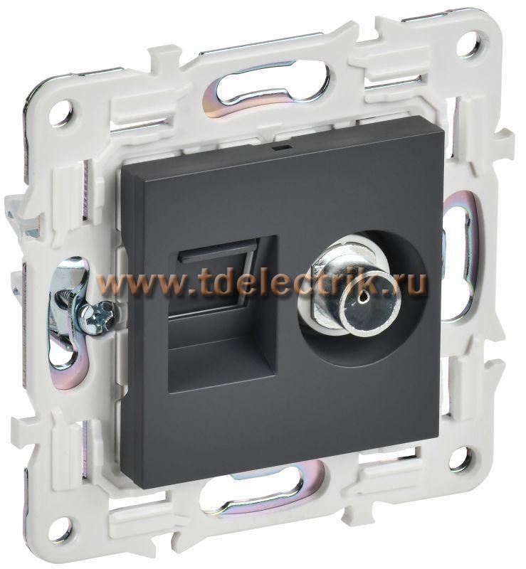 Фотография №1, SKANDY Розетка двойная TV+RJ45 кат.6E SK-A15T титан IEK