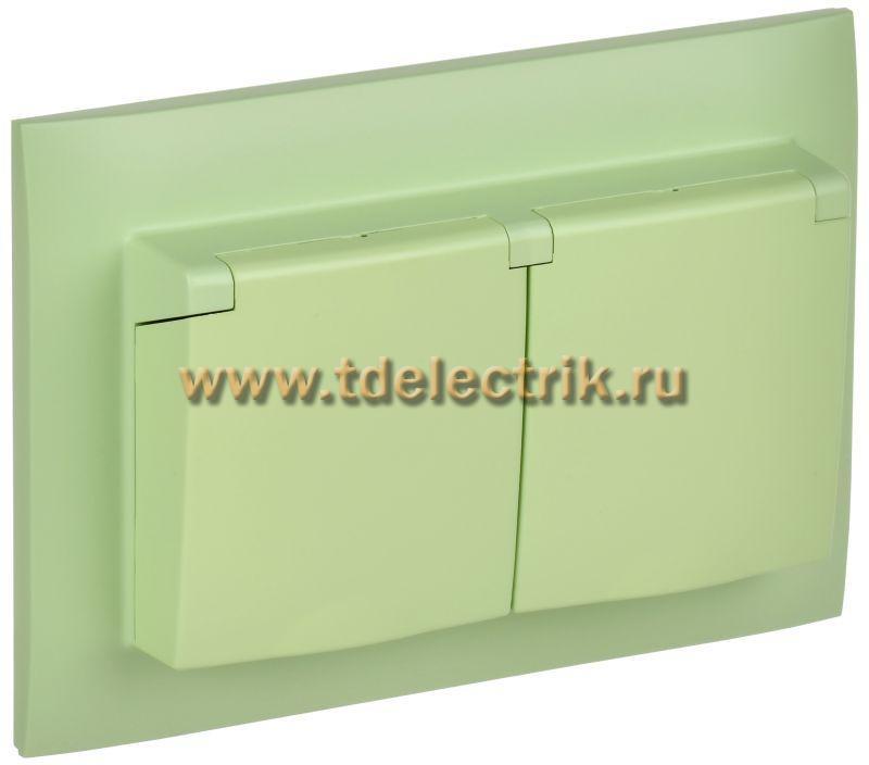 Фотография №1, SKANDY Розетка 2-я с кр. 16А в сб IP44 SK-R12M мятн. IEK
