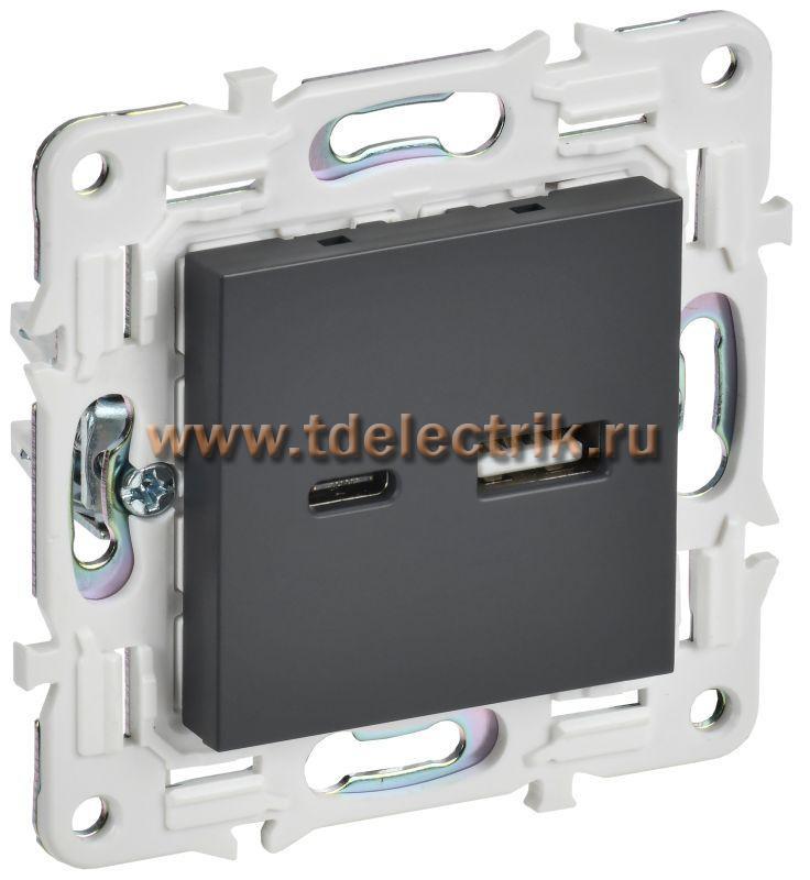 Фотография №1, SKANDY Розетка USB A+C 18Вт SK-R13T титан IEK