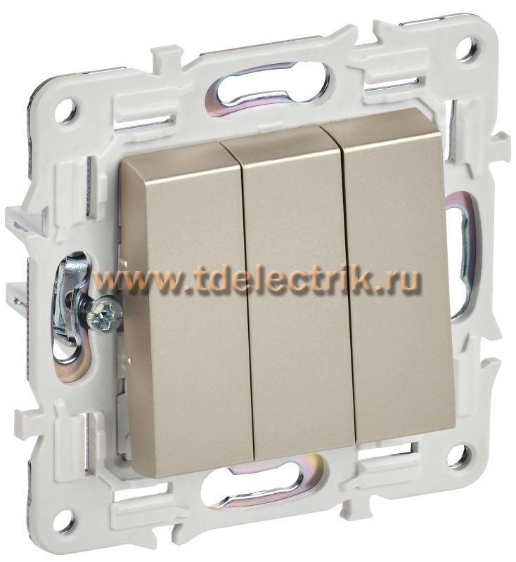Фотография №1, SKANDY Выключатель 3-кл. 10А SK-V11Sh шамп. IEK