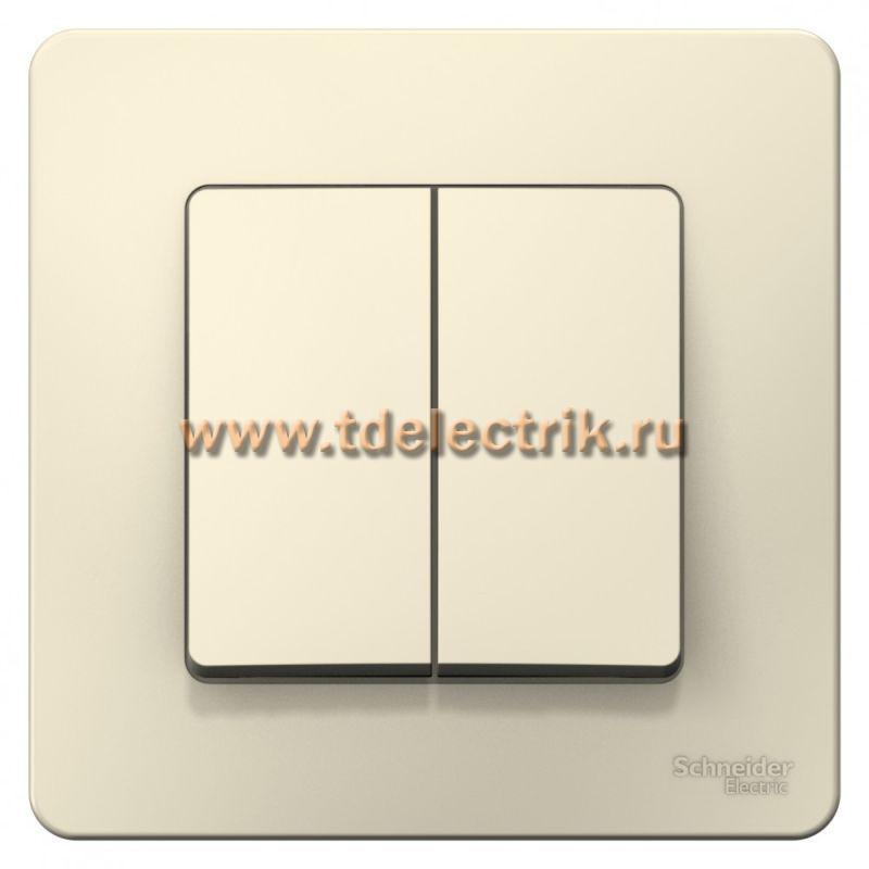 Фотография №1, BLANCA С/У 2-клавишный выключатель (cх.5) 6А, 250В, молочный