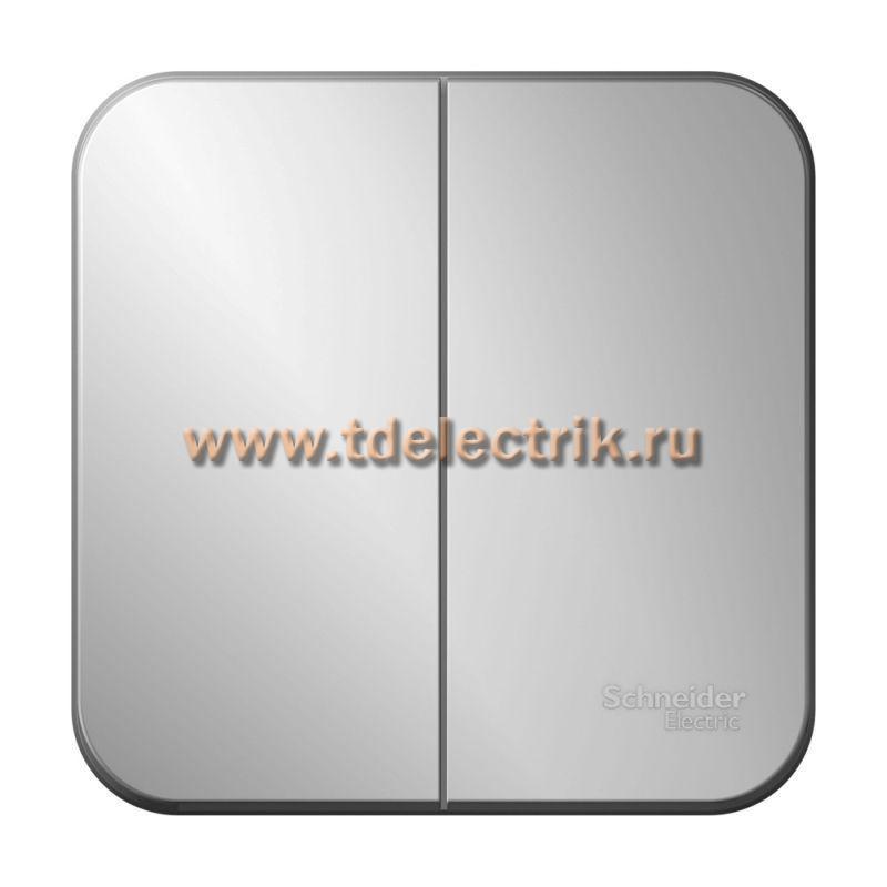 Фотография №1, BLANCA О/У 2-клавишный выключатель (cх.5), 10А, 250B, алюминий
