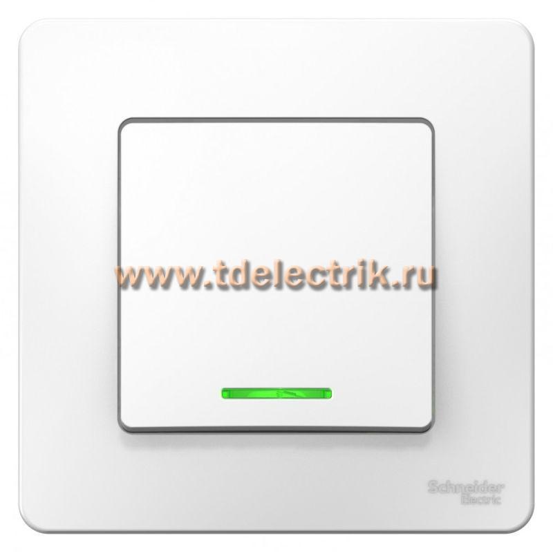 Фотография №1, BLANCA С/У 1-клавишный выключатель (cх.1) с подсветкой, 6А, 250B, белый