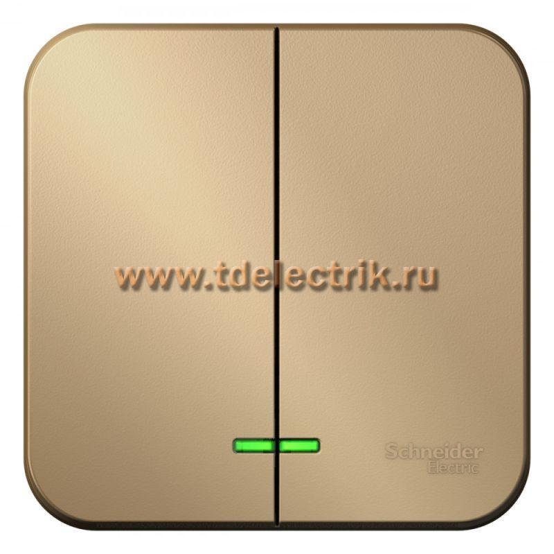 Фотография №1, BLANCA О/У 2-клавишный выключатель (cх.5) с подсв., 10А, 250B, титан
