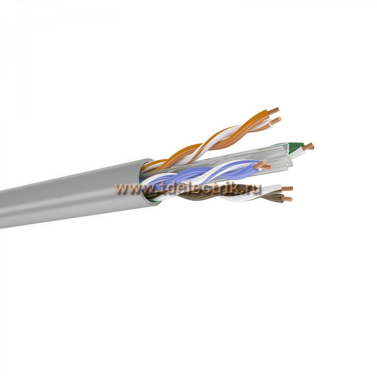 Фотография №1, Патч-кабель категории 6, 4 пары U/UTP, 23AWG, PVC (нг(А)-LS), серый, катушка 305 м
