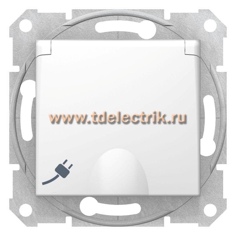Фотография №1, Розетка Sedna 2К+З, защ. шт., с крышкой (белая)