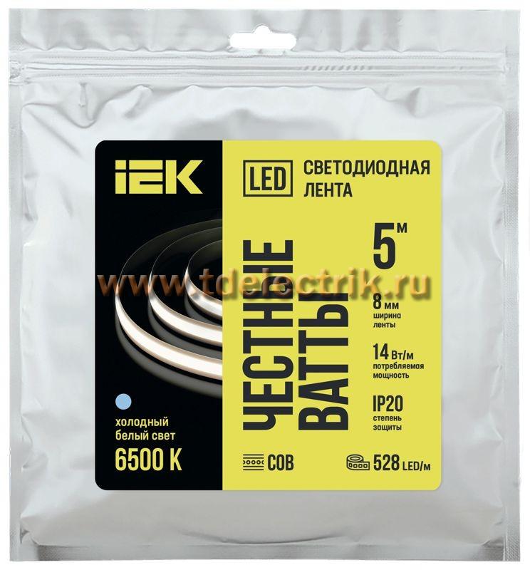 Фотография №1, Лента LED 5м COB-528LED freecut 14Вт/м IP20 24В 6500К IEK