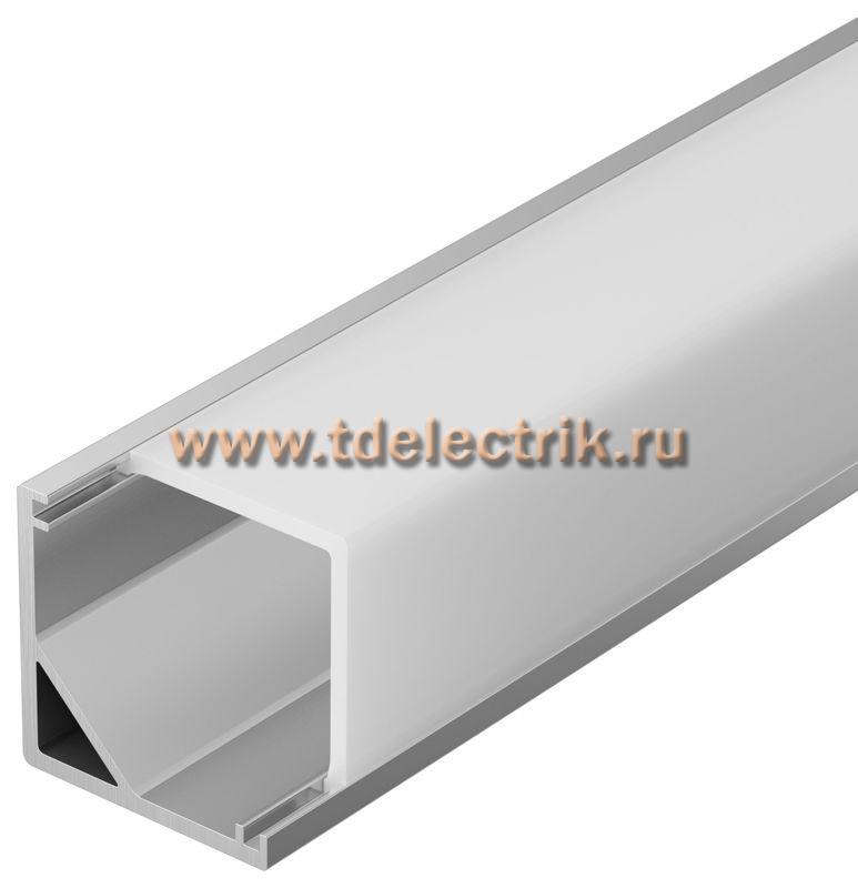Фотография №1, Профиль алюм. для LED ленты 1616 накл. кв. 2м к-т опал IEK