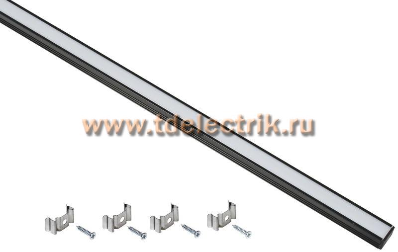 Фотография №1, Профиль алюм. для LED ленты 1712 прям. 2м к-т опал черн. IEK