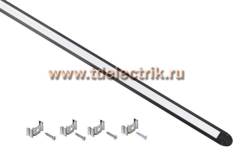 Фотография №1, Профиль алюм. для LED ленты 2207 трап. 2м к-т опал черн. IEK