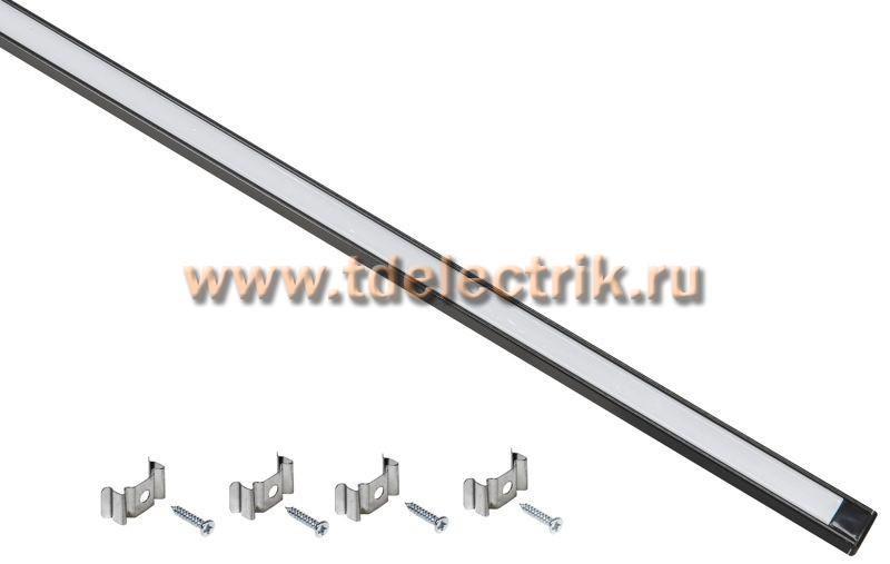 Фотография №1, Профиль алюм. для LED ленты 1607 прям. 2м к-т опал черн. IEK