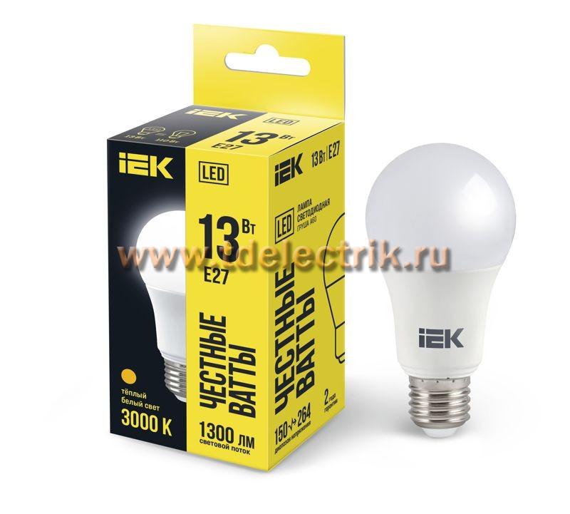Фотография №1, Лампа LED A60 груша 13Вт 230В 3000К E27 IEK