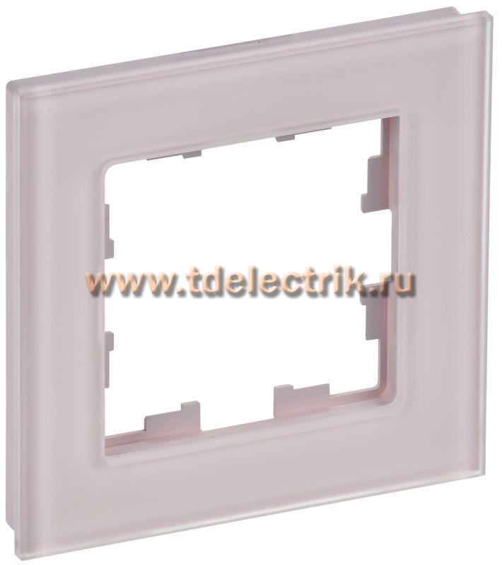 Фотография №1, BRITE Рамка 1-мест. РУ-1-2-Бр стекло розовый матовый IEK