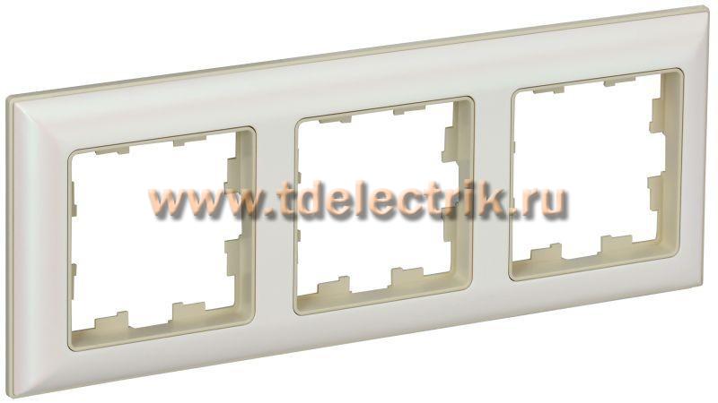 Фотография №1, BRITE Рамка 3-мест. РУ-3-Бр беж./жемч. IEK