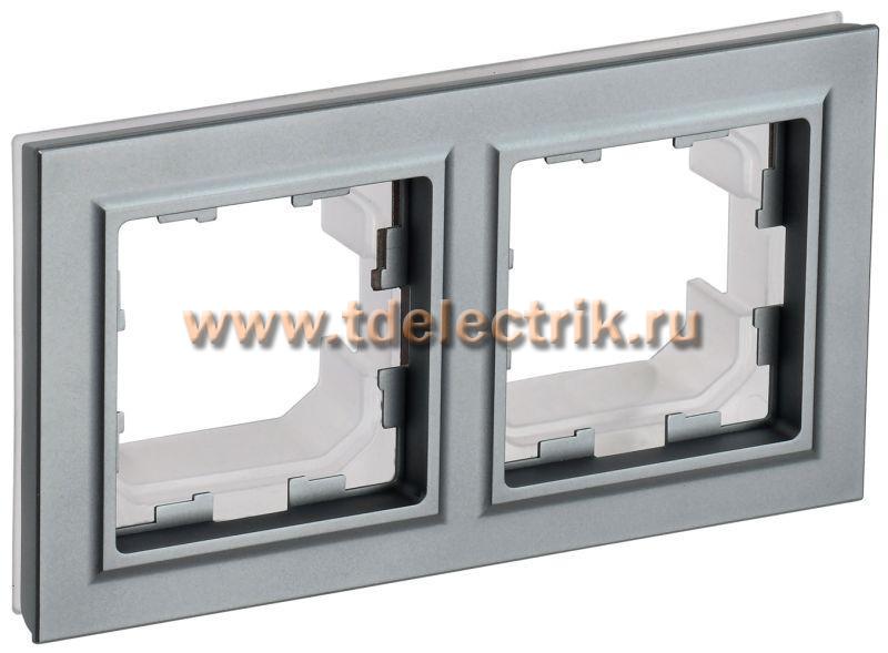 Фотография №1, BRITE Рамка 2-мест. IP44 РУ-2-БрС-44 сталь IEK
