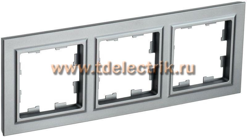 Фотография №1, BRITE Рамка 3-мест. РУ-3-БрС сталь IEK
