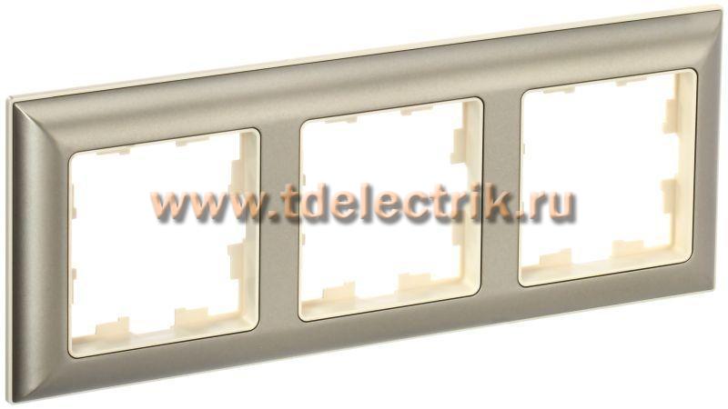 Фотография №1, BRITE Рамка 3-мест. РУ-3-Бр беж./шамп. IEK