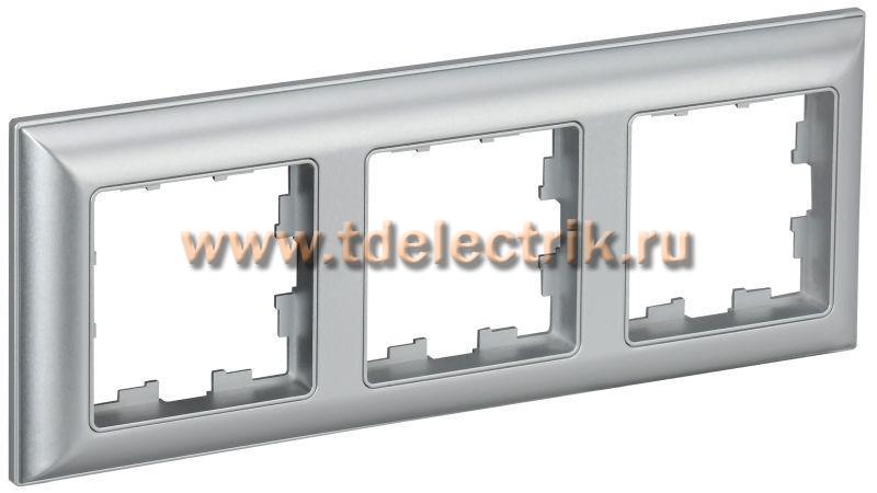 Фотография №1, BRITE Рамка 3-мест. РУ-3-Бр алюм./алюм. IEK