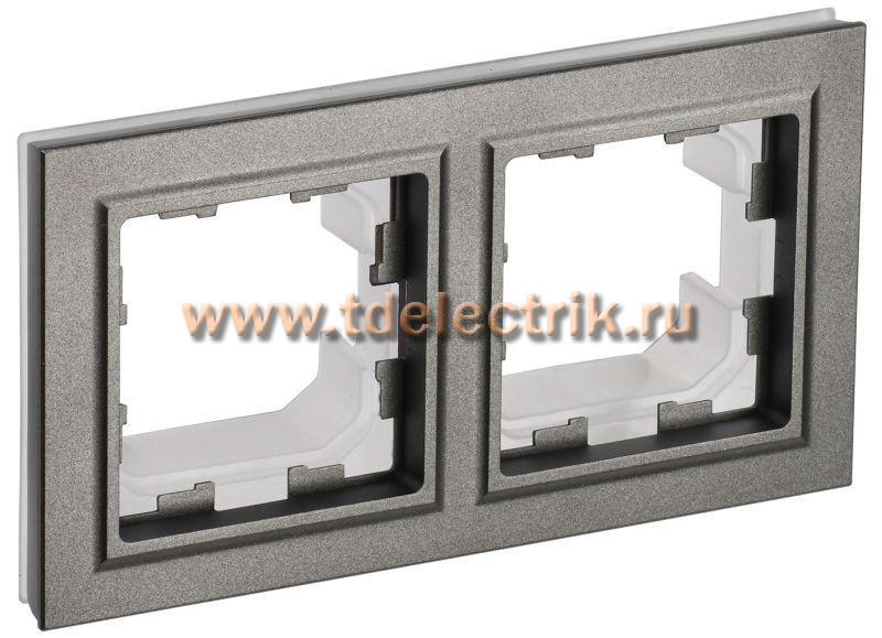 Фотография №1, BRITE Рамка 2-мест. IP44 РУ-2-БрШ-44 шамп. IEK
