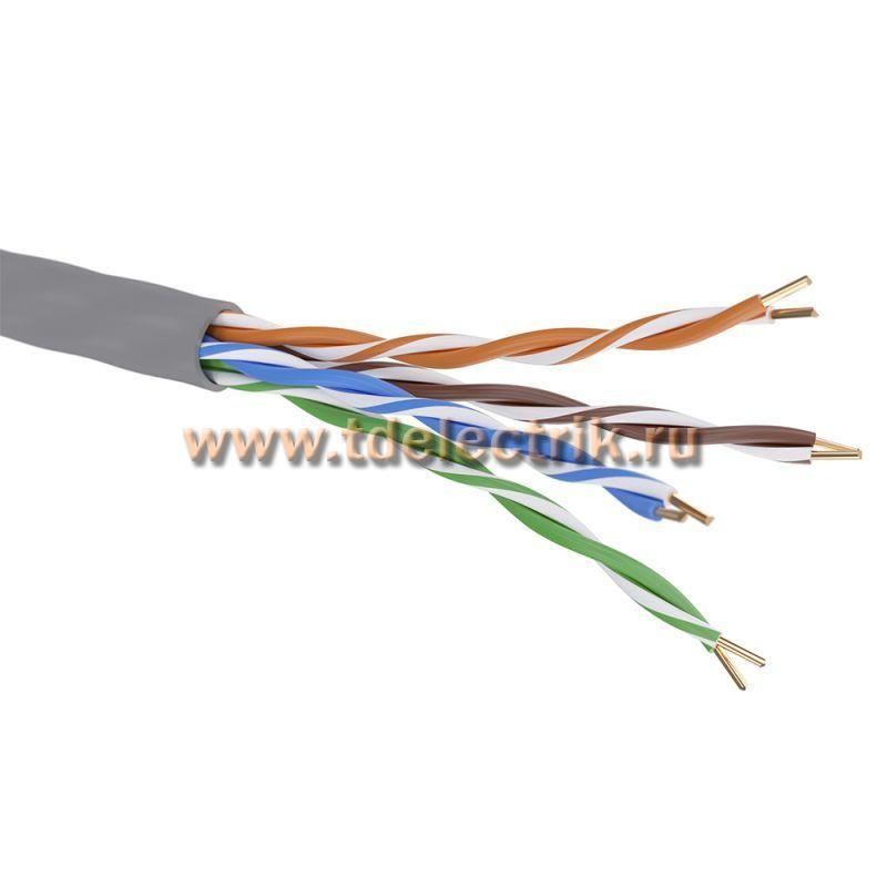 Фотография №1, Витая пара CAT 5e, U/UTP, нг(А)-HF, бухта 305м, серый