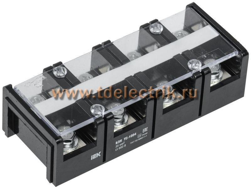 Фотография №1, Блок зажимов БЗН ТС-1004 35 мм2 100A 4 пары IEK