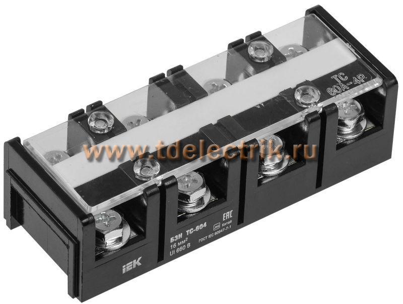Фотография №1, Блок зажимов БЗН ТС-604 16 мм2 60A 4 пары IEK