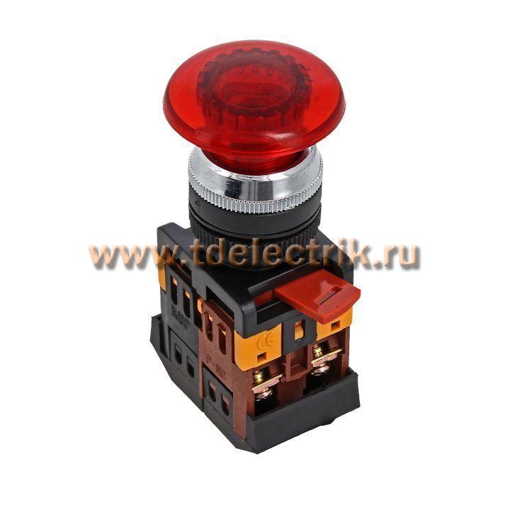 Фотография №1, Кнопка AELA-22 красная с подсветкой NO+NC 380В Грибок EKF PROxima