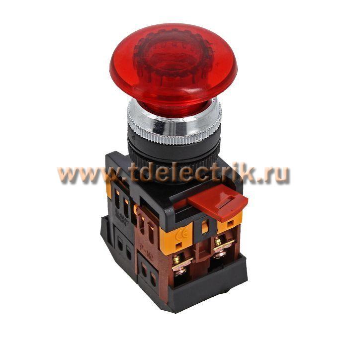 Фотография №1, Кнопка AELA-22 красная с подсветкой NO+NC 220В Грибок EKF PROxima