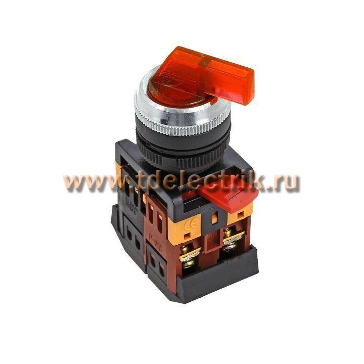 Фотография №1, Переключатель ANLC-22 2P красный с подсветкой 24В DC NO+NC EKF PROxima